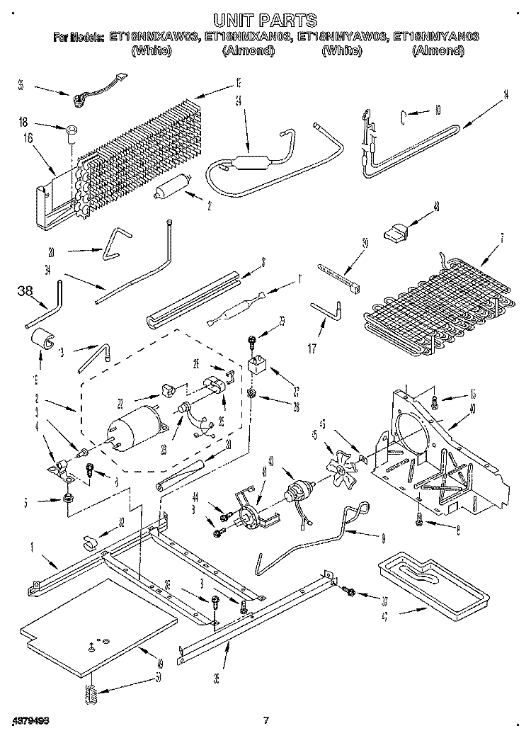 UNIT Diagram and Parts List for ET18NMXAN03  Whirlpool Refrigerator