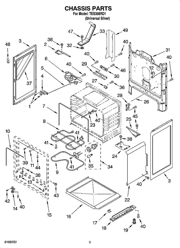 CHASSIS PARTS Diagram and Parts List for TES356RD1  Estate Range