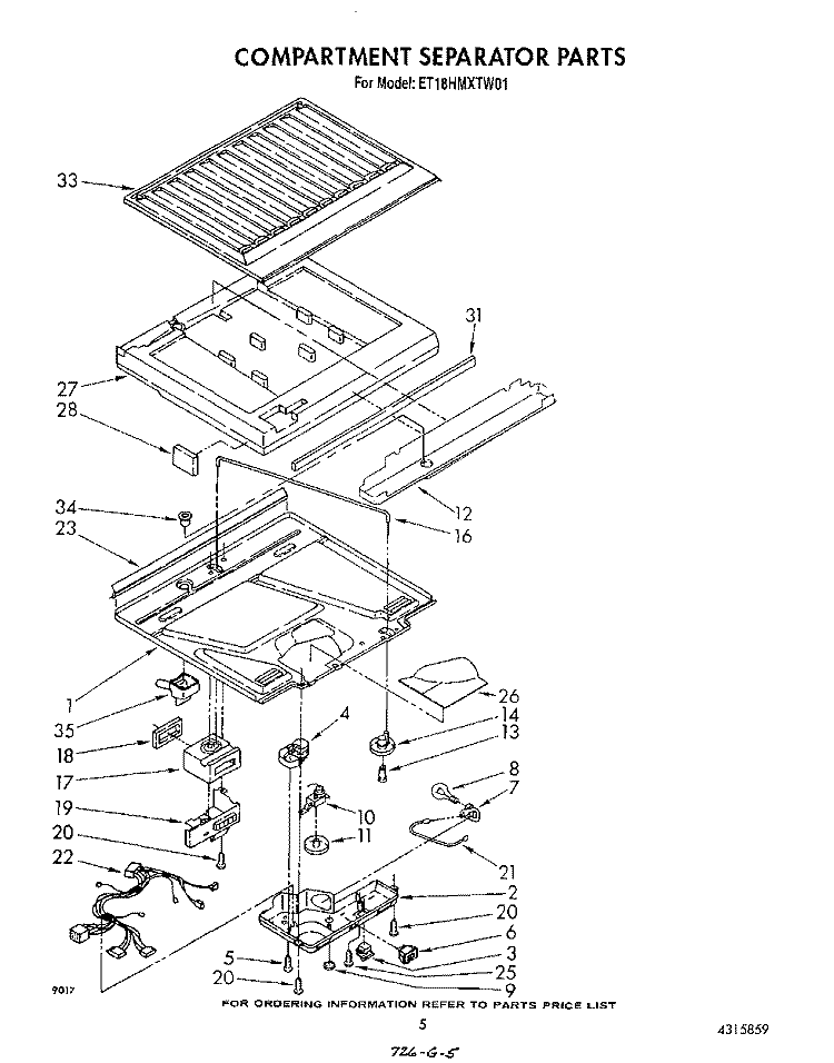 COMPARTMENT SEPARATOR Diagram and Parts List for ET18HMXTN01  Whirlpool Refrigerator