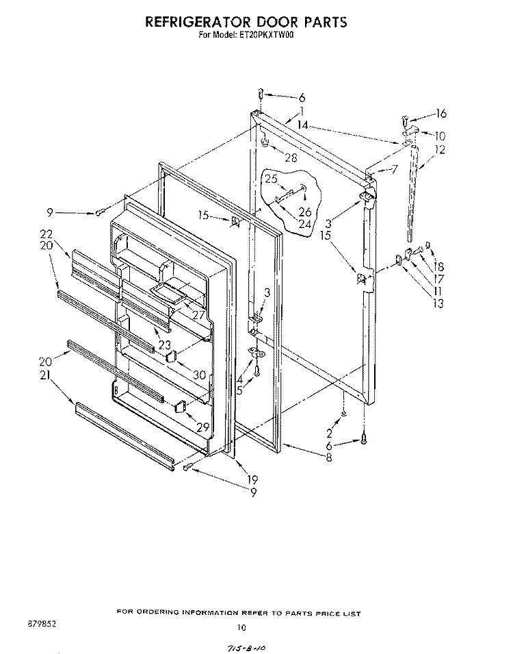 REFRIGERATOR DOOR , LIT/OPTIONAL Diagram and Parts List for ET20PKXTG00  Whirlpool Refrigerator