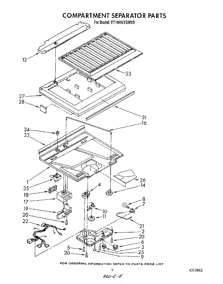 COMPARTMENT SEPARATOR Diagram and Parts List for ET18HKXSW0B  Whirlpool Refrigerator