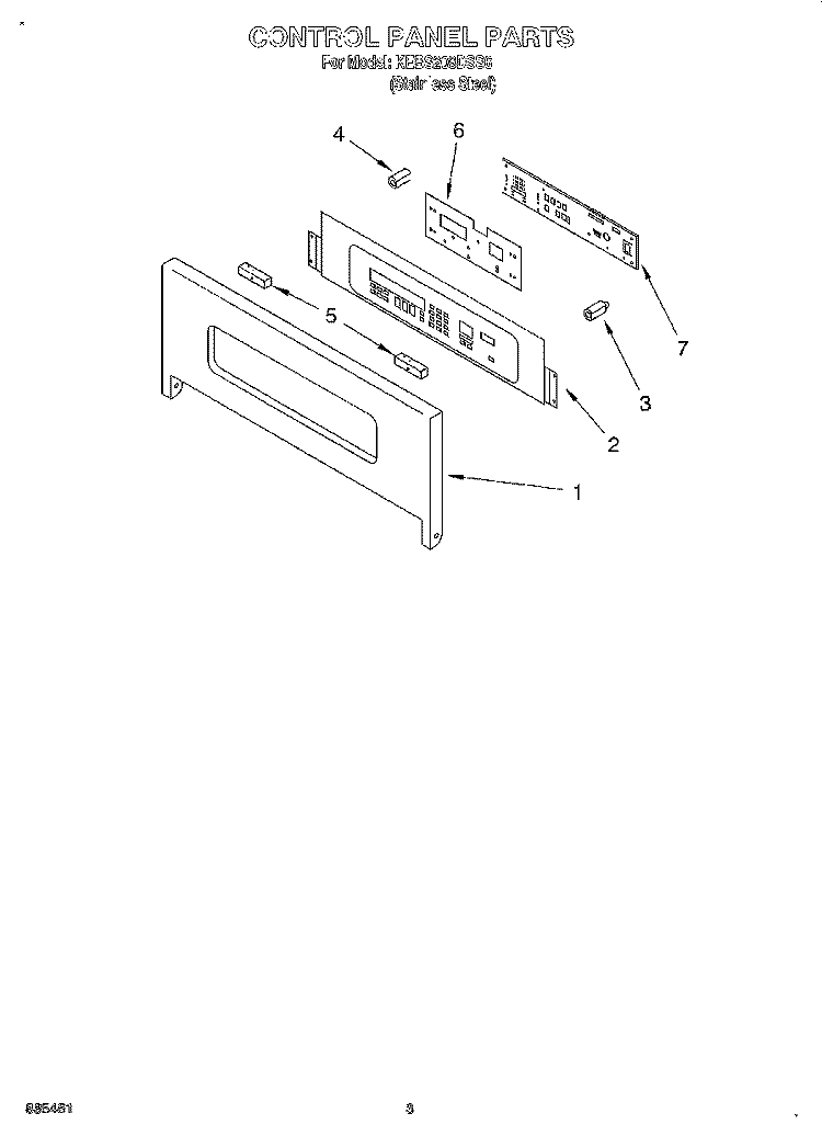 CONTROL PANEL, LITERATURE Diagram and Parts List for KEBS208DSS6  KitchenAid Wall Oven