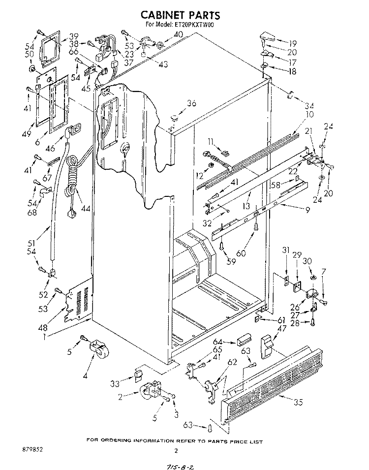 CABINET Diagram and Parts List for ET20PKXTG00  Whirlpool Refrigerator