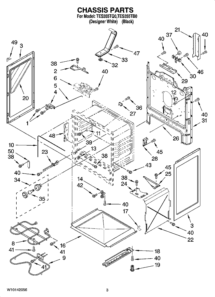 CHASSIS PARTS Diagram and Parts List for TES355TB0  Estate Range
