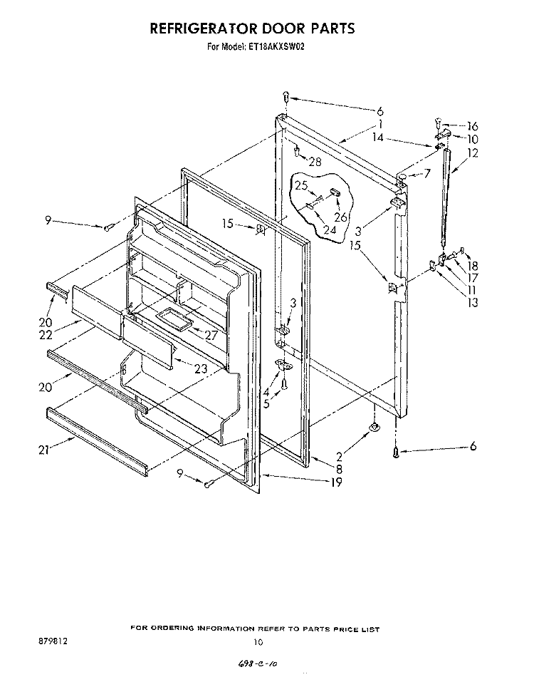 REFRIGERATOR DOOR , LIT/OPTIONAL Diagram and Parts List for ET18AKXSW02  Whirlpool Refrigerator