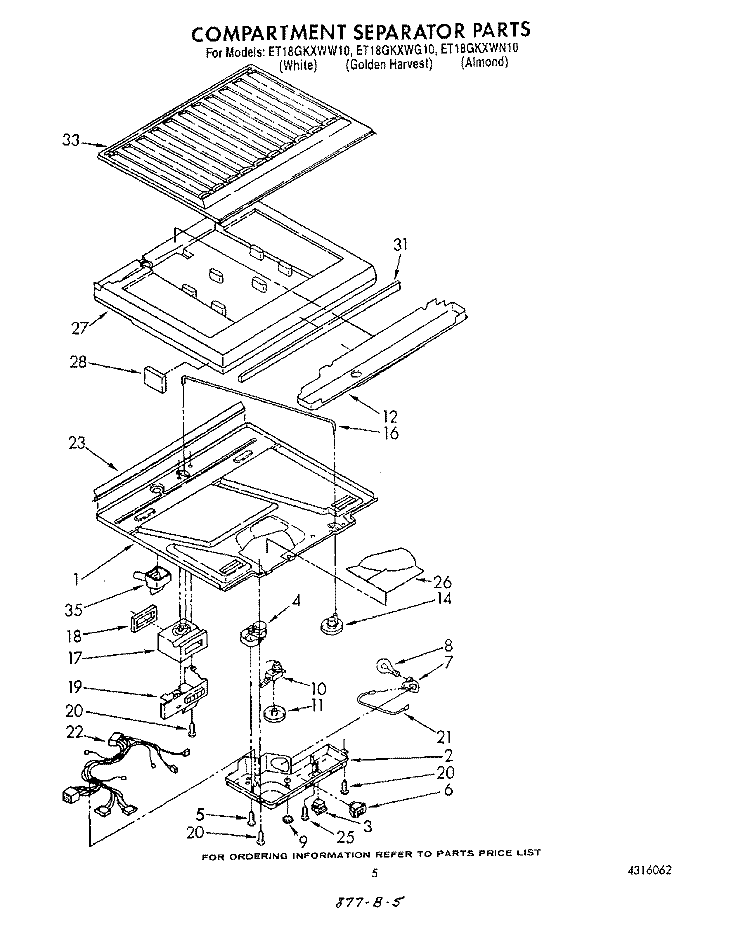 COMPARTMENT SEPARATOR Diagram and Parts List for ET18GKXWG10  Whirlpool Refrigerator