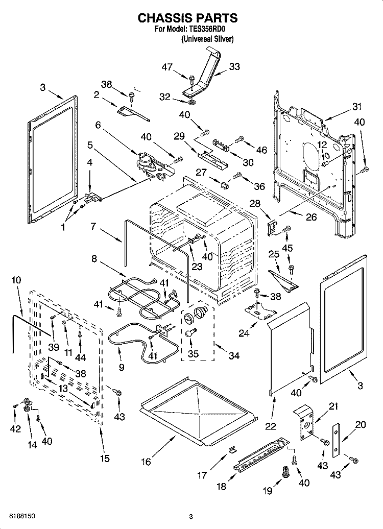 CHASSIS PARTS Diagram and Parts List for TES356RD0  Estate Range