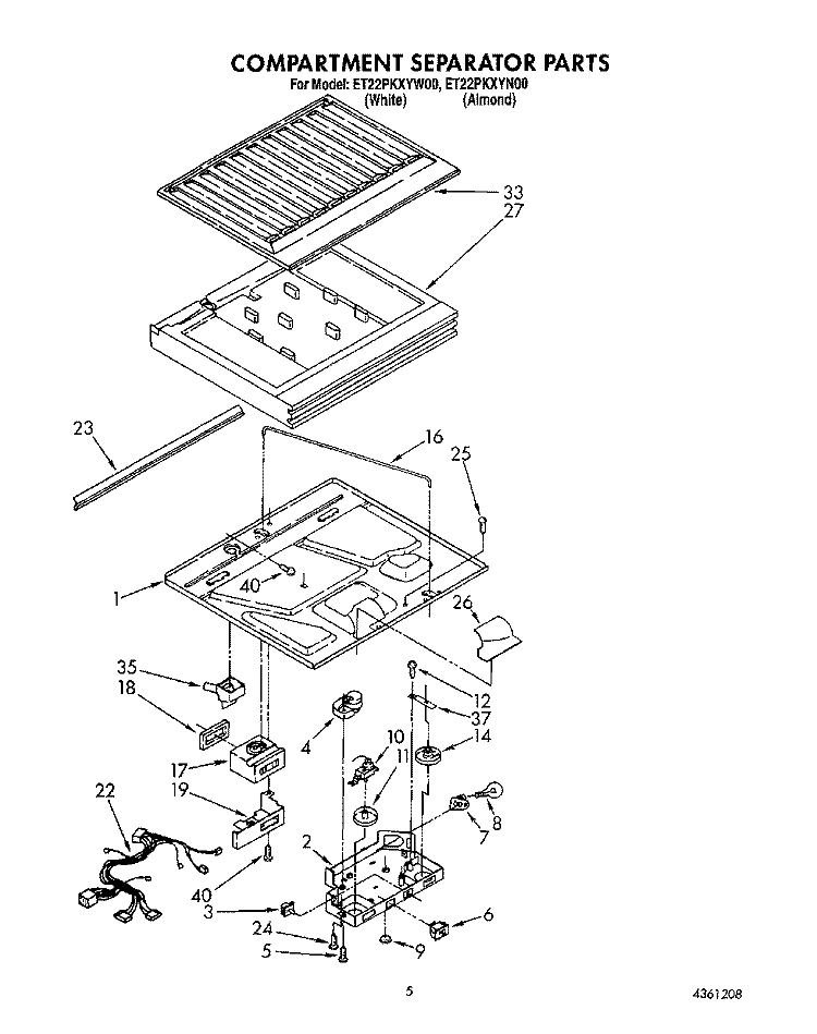 COMPARTMENT SEPARATOR Diagram and Parts List for ET22PKXYN00  Whirlpool Refrigerator