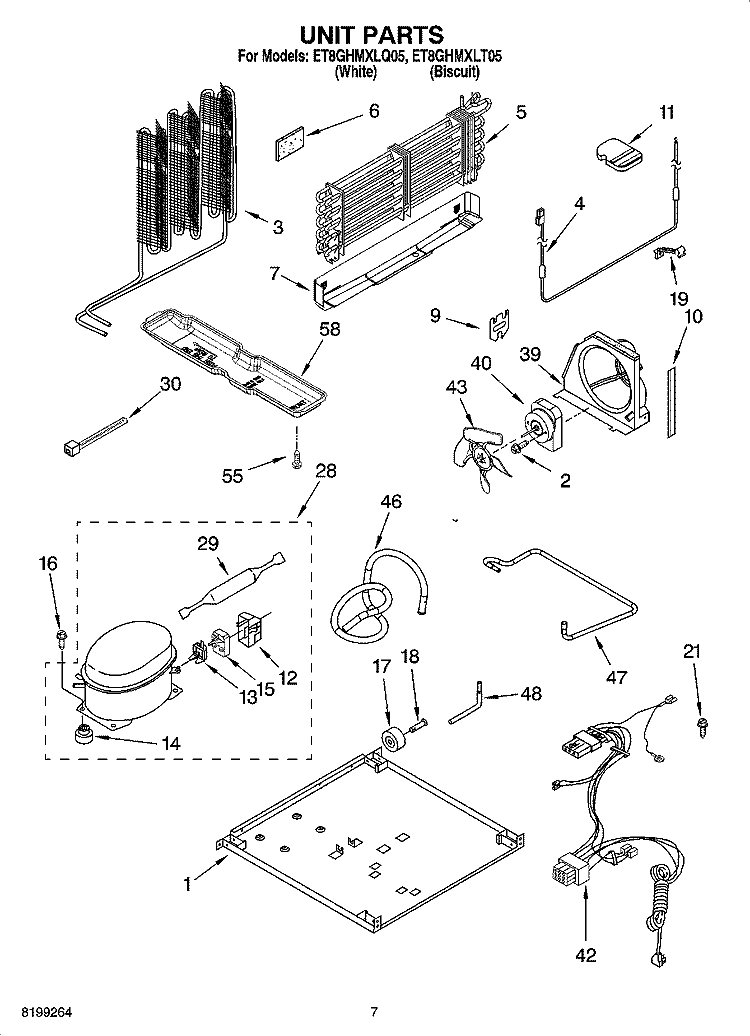 UNIT PARTS Diagram and Parts List for ET8GHMXLQ05  Whirlpool Refrigerator