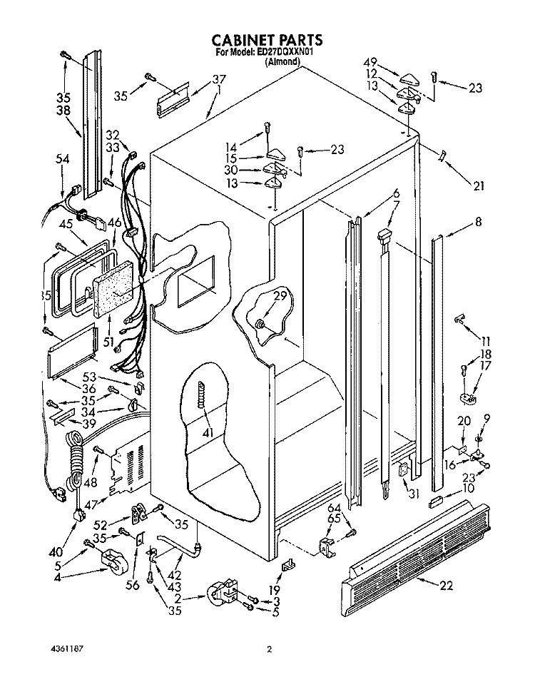 CABINET Diagram and Parts List for ED27DQXXN01  Whirlpool Refrigerator
