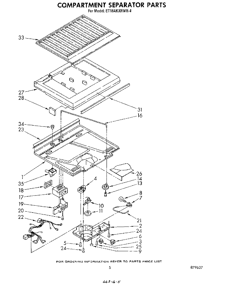 COMPARTMENT SEPARATOR Diagram and Parts List for ET18AKXSW00  Whirlpool Refrigerator