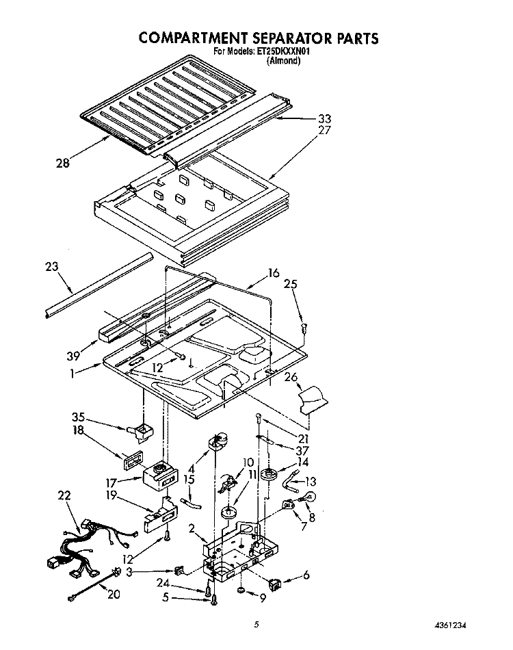 COMPARTMENT SEPARATOR Diagram and Parts List for ET25DKXXW01  Whirlpool Refrigerator