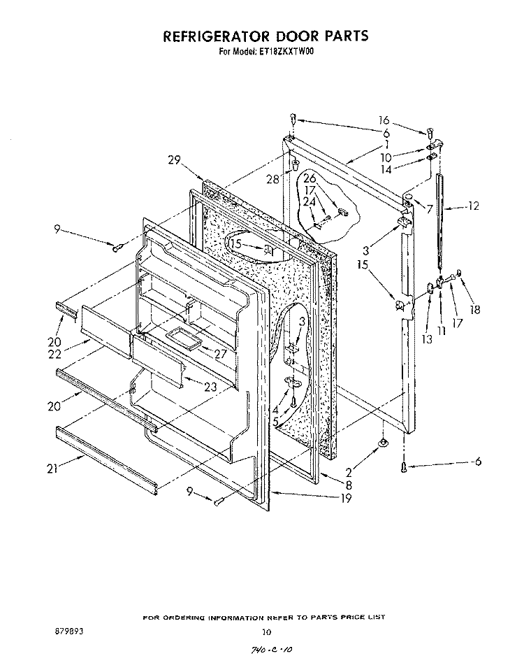 REFRIGERATOR DOOR , LIT/OPTIONAL Diagram and Parts List for ET18ZKXTW00  Whirlpool Refrigerator