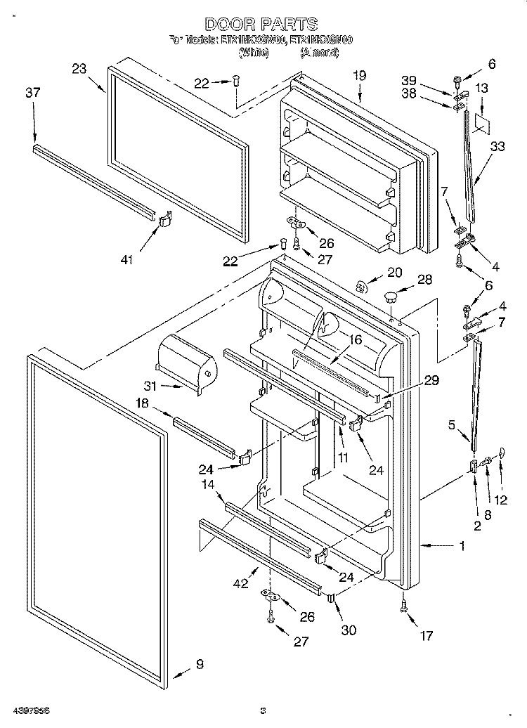 DOOR Diagram and Parts List for ET21NKXGW00  Whirlpool Refrigerator