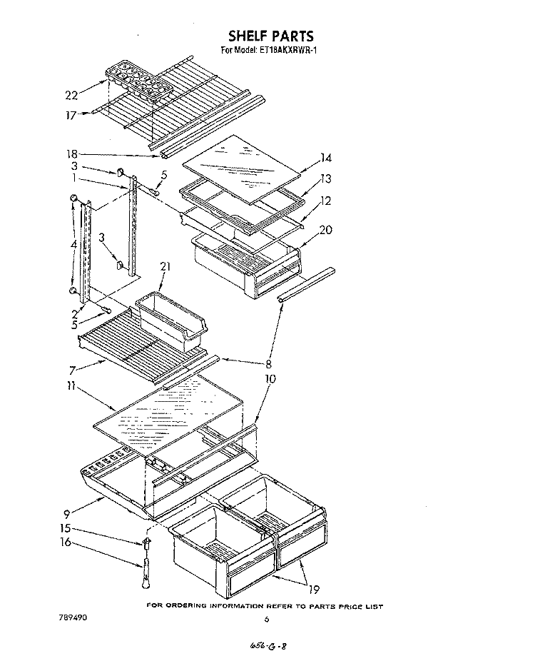 SHELF Diagram and Parts List for ET18AKXRWR1  Whirlpool Refrigerator