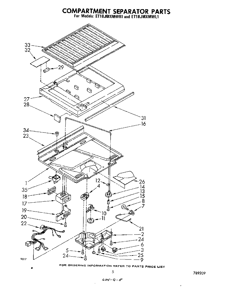 COMPARTMENT SEPARATOR Diagram and Parts List for ET18JMXMWR1  Whirlpool Refrigerator