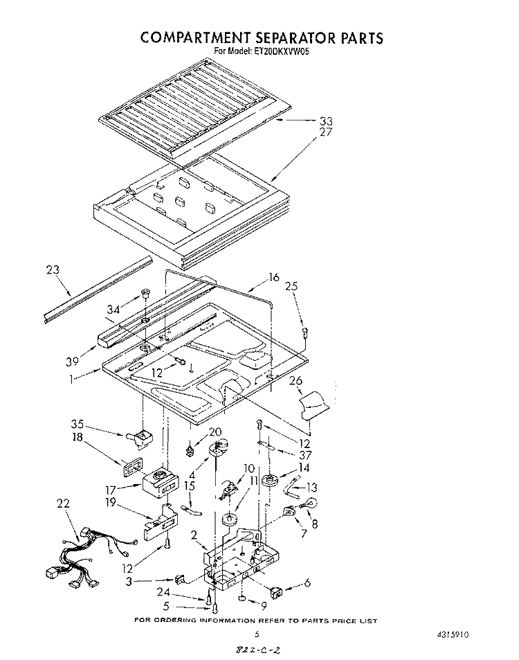 COMPARTMENT SEPARATOR Diagram and Parts List for ET20DKXVG05  Whirlpool Refrigerator