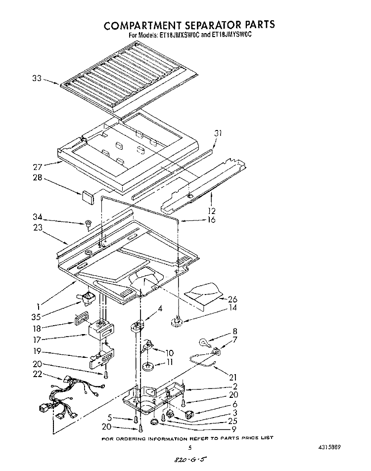 COMPARTMENT SEPARATOR Diagram and Parts List for ET18JMYSF0C  Whirlpool Refrigerator