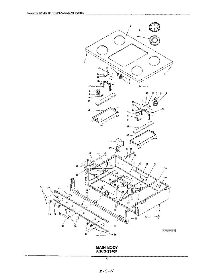 MAIN BODY Diagram and Parts List for  KitchenAid Cooktop
