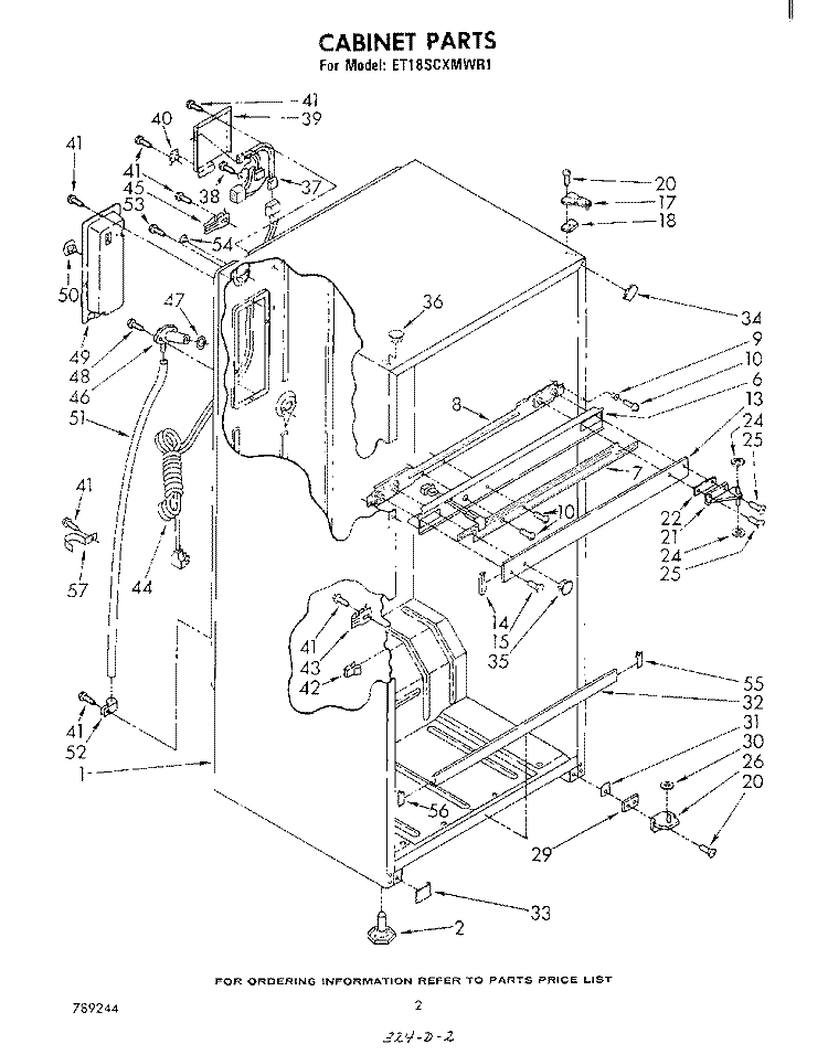 CABINET Diagram and Parts List for ET18SCXMWR1  Whirlpool Refrigerator