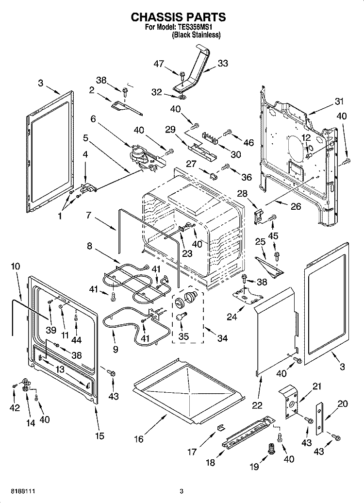 CHASSIS PARTS Diagram and Parts List for TES356MS1  Estate Range