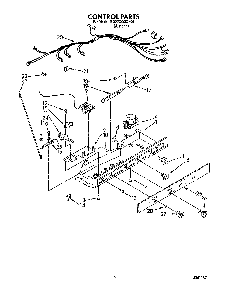 CONTROL Diagram and Parts List for ED27DQXXN01  Whirlpool Refrigerator