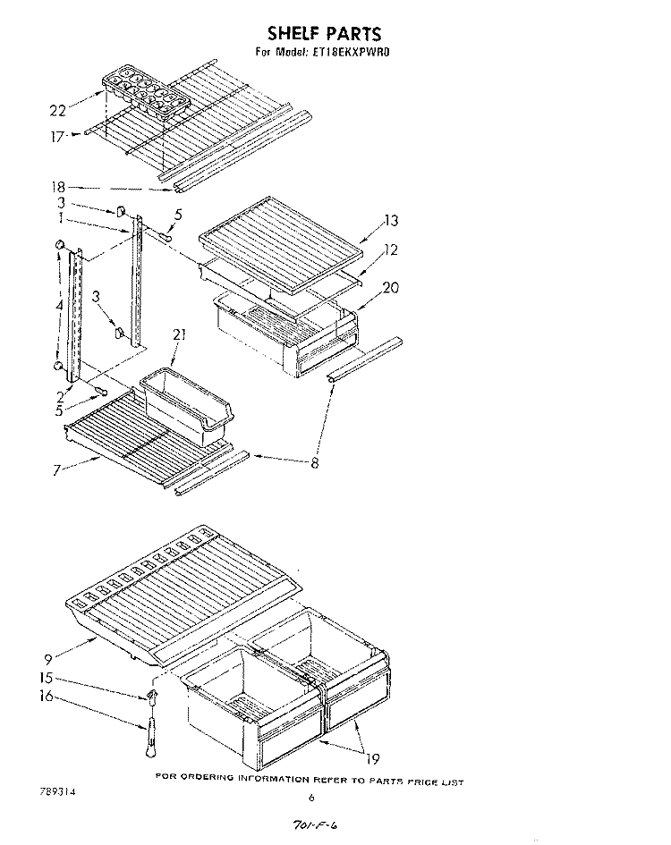 SHELF Diagram and Parts List for ET18EKXPWR0  Whirlpool Refrigerator