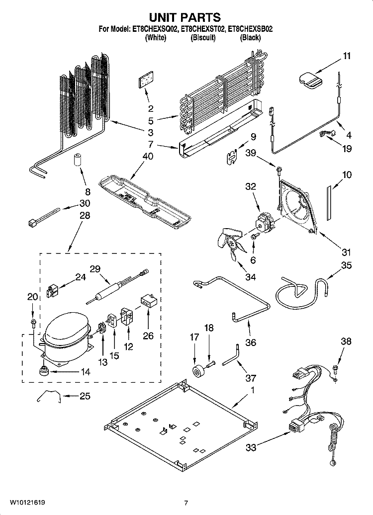 UNIT PARTS Diagram and Parts List for ET8CHEXST02  Whirlpool Refrigerator