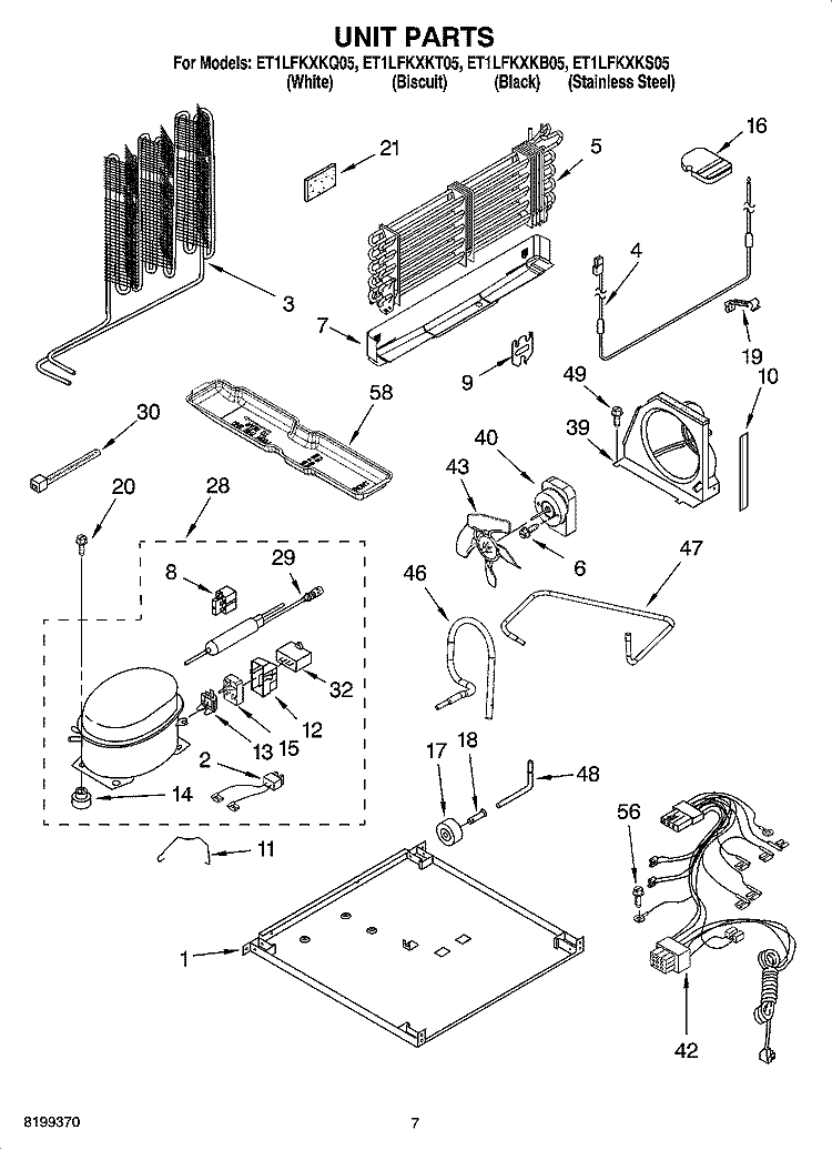 UNIT PARTS Diagram and Parts List for ET1LFKXKT05  Whirlpool Refrigerator