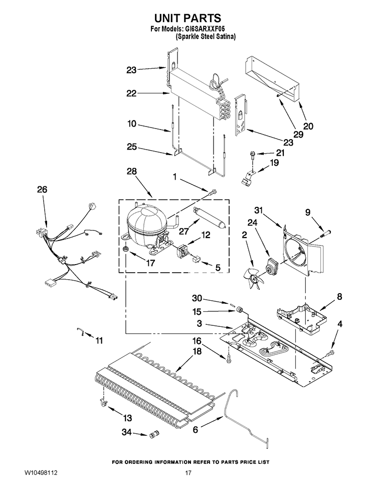 UNIT PARTS Diagram and Parts List for GI6SARXXF05  Whirlpool Refrigerator