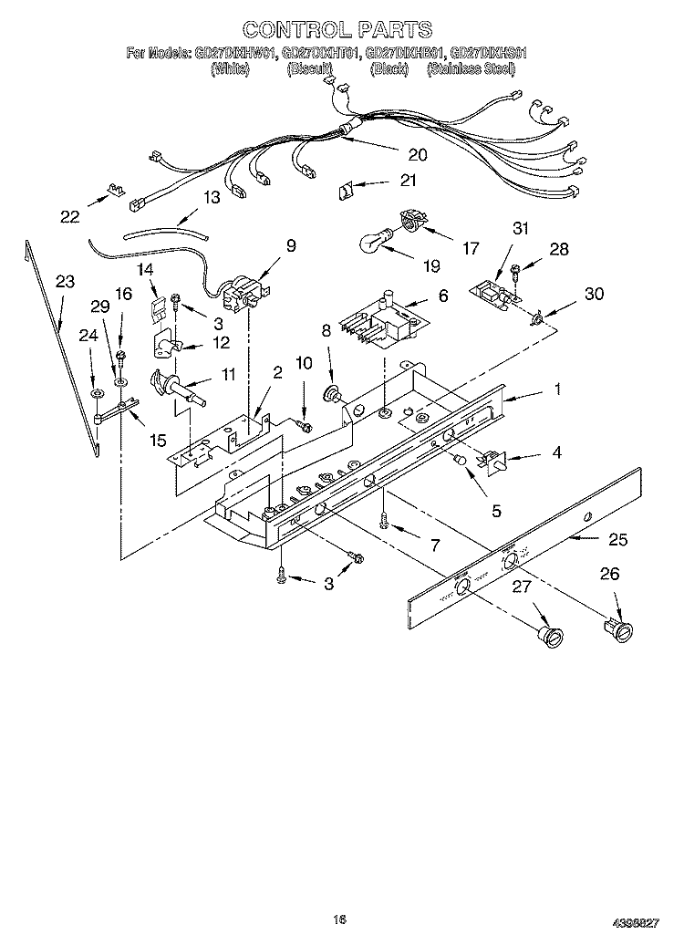 CONTROL Diagram and Parts List for GD27DIXHT01  Whirlpool Refrigerator