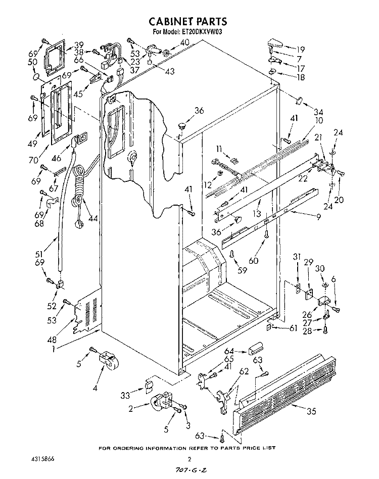 CABINET Diagram and Parts List for ET20DKXVM03  Whirlpool Refrigerator