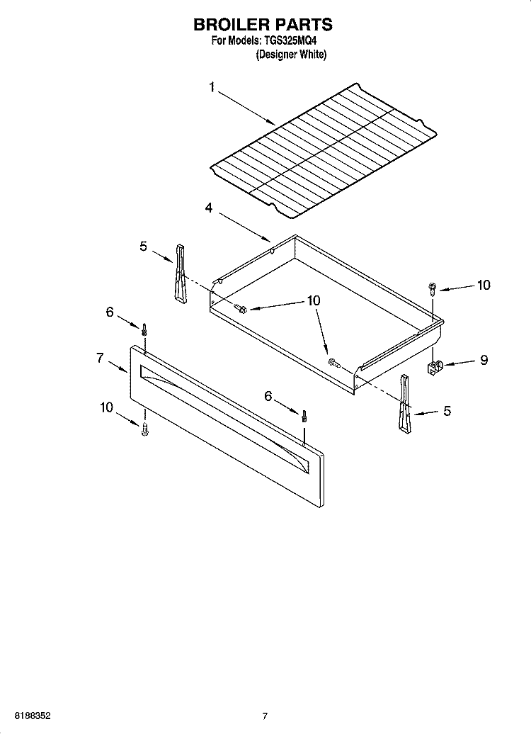 BROILER PARTS Diagram and Parts List for TGS325MQ4  Estate Range
