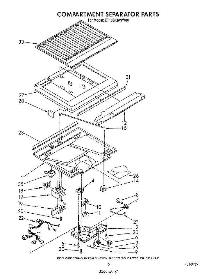COMPARTMENT SEPARATOR Diagram and Parts List for ET18SKRWN00  Whirlpool Refrigerator