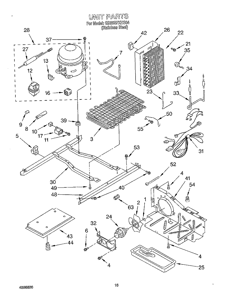 UNIT Diagram and Parts List for GD25SFXHS04  Whirlpool Refrigerator