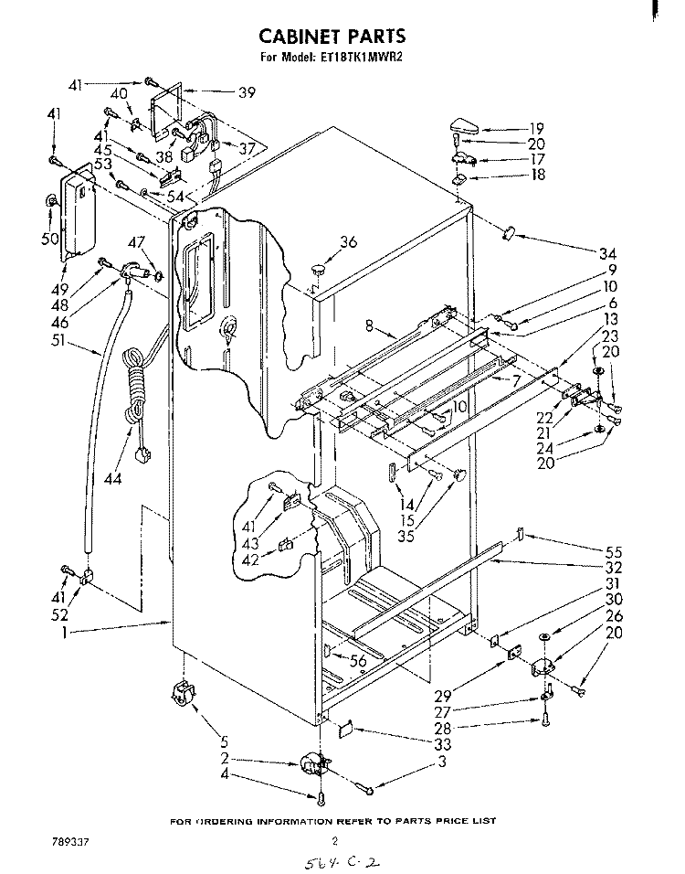 CABINET Diagram and Parts List for ET18TK1MWR2  Whirlpool Refrigerator