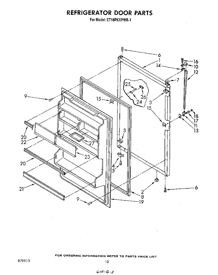 REFRIGERATOR DOOR , NOT ILLUSTRATED Diagram and Parts List for ET18PKXPWR1  Whirlpool Refrigerator