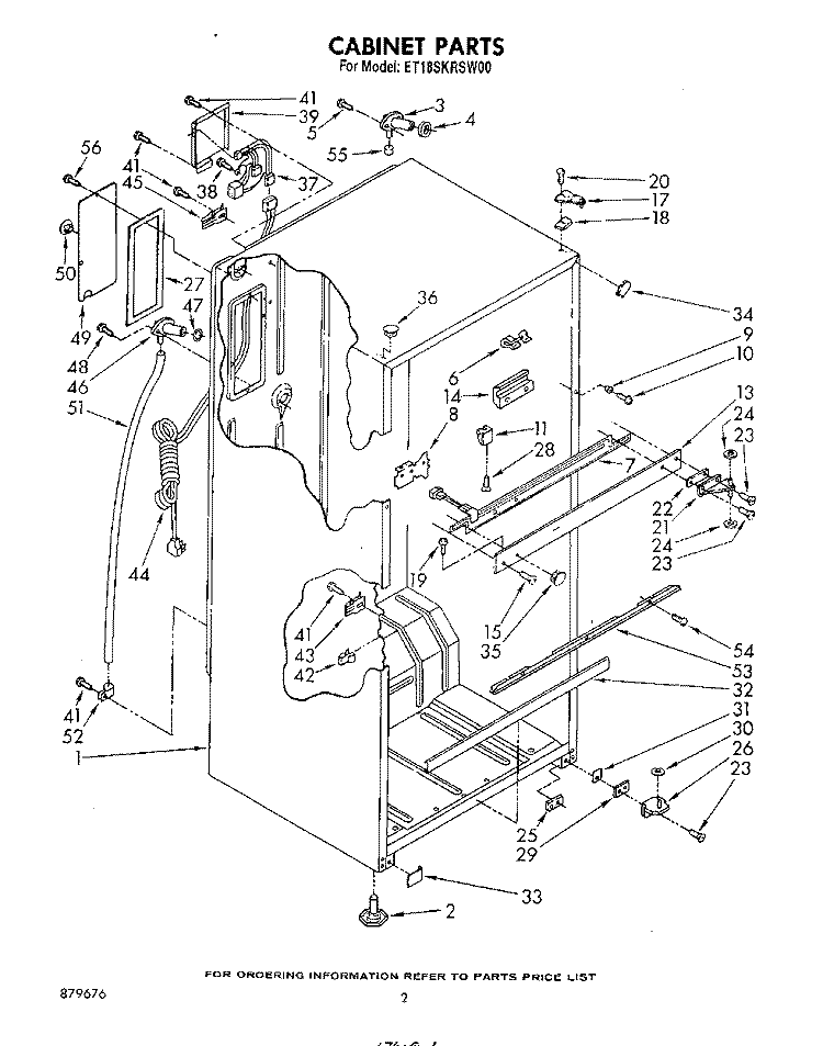 CABINET Diagram and Parts List for ET18SKRSW00  Whirlpool Refrigerator
