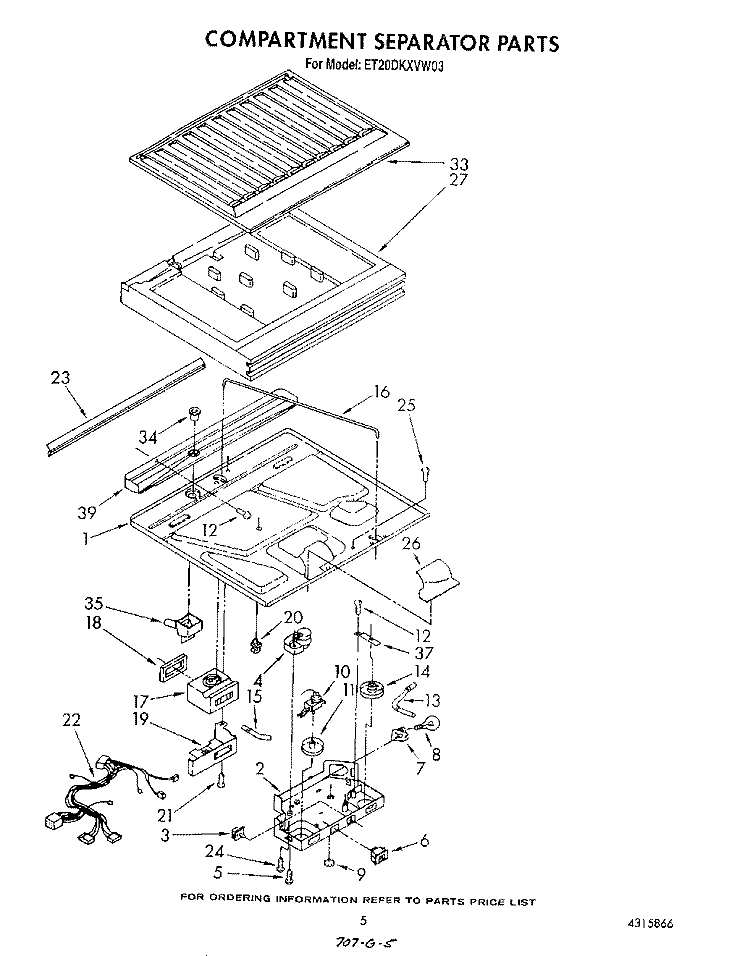 COMPARTMENT SEPARATOR Diagram and Parts List for ET20DKXVM03  Whirlpool Refrigerator