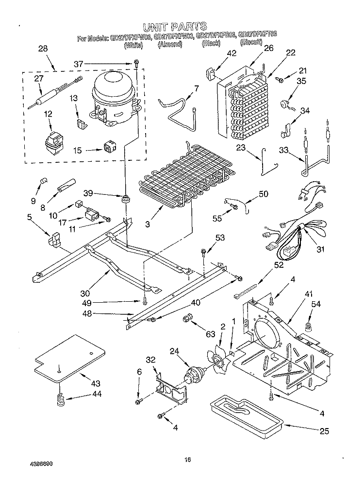 UNIT Diagram and Parts List for GD27DFXFT03  Whirlpool Refrigerator