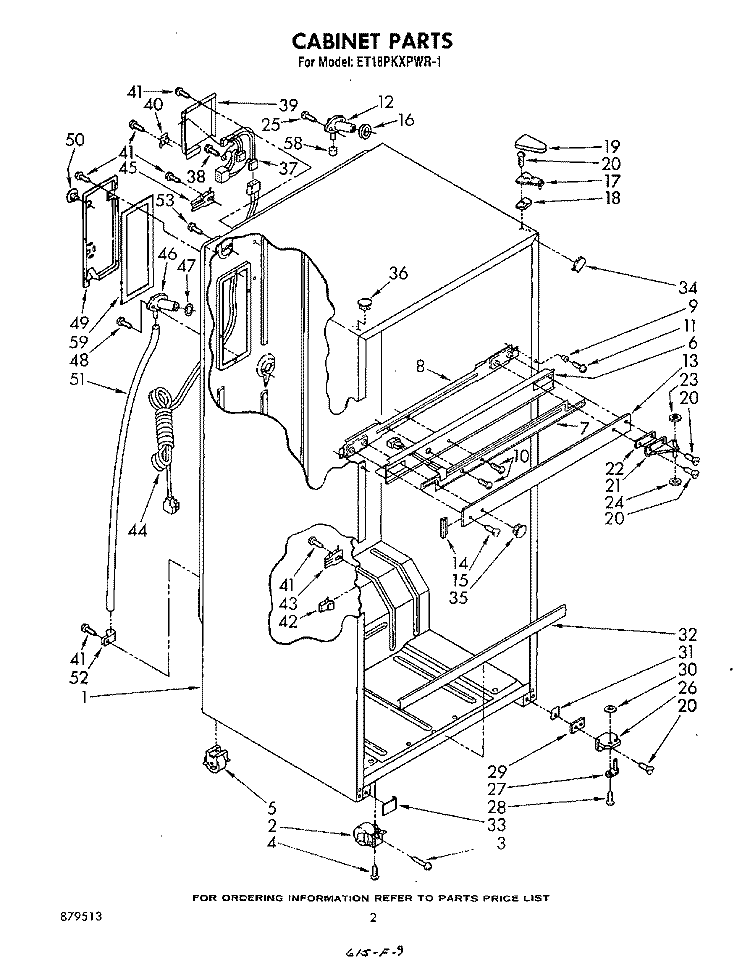 CABINET Diagram and Parts List for ET18PKXPWR1  Whirlpool Refrigerator
