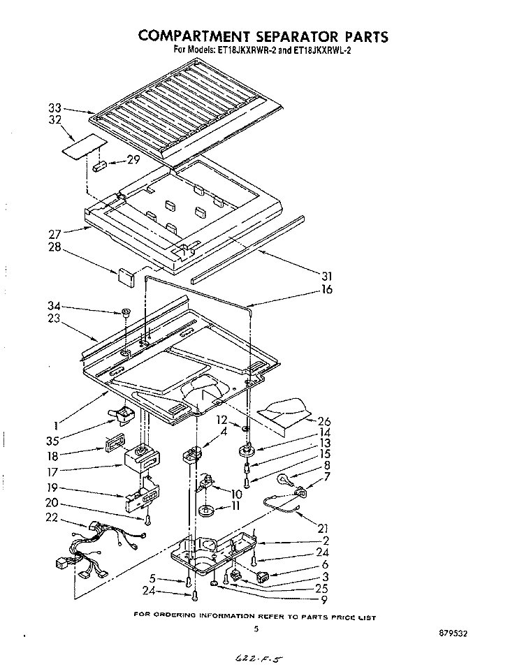COMPARTMENT SEPARATOR Diagram and Parts List for ET18JKXRWR2  Whirlpool Refrigerator