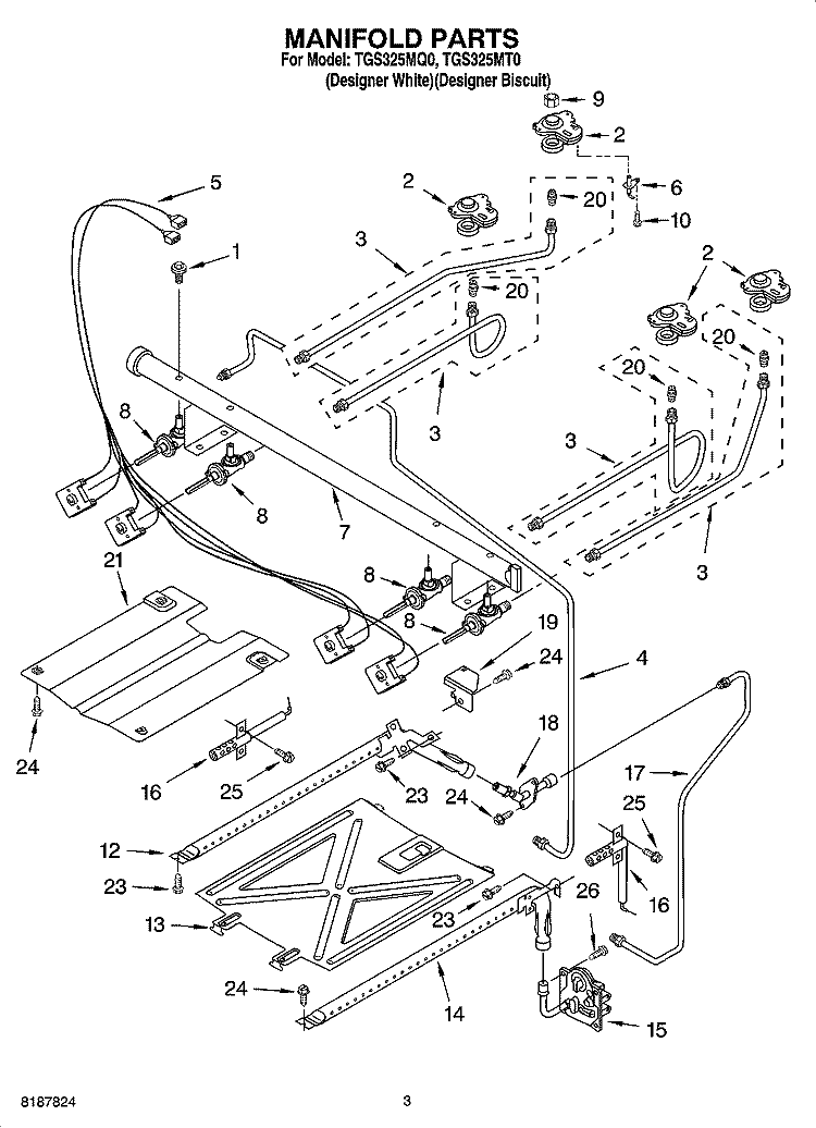 MANIFOLD PARTS Diagram and Parts List for TGS325MT0  Estate Range