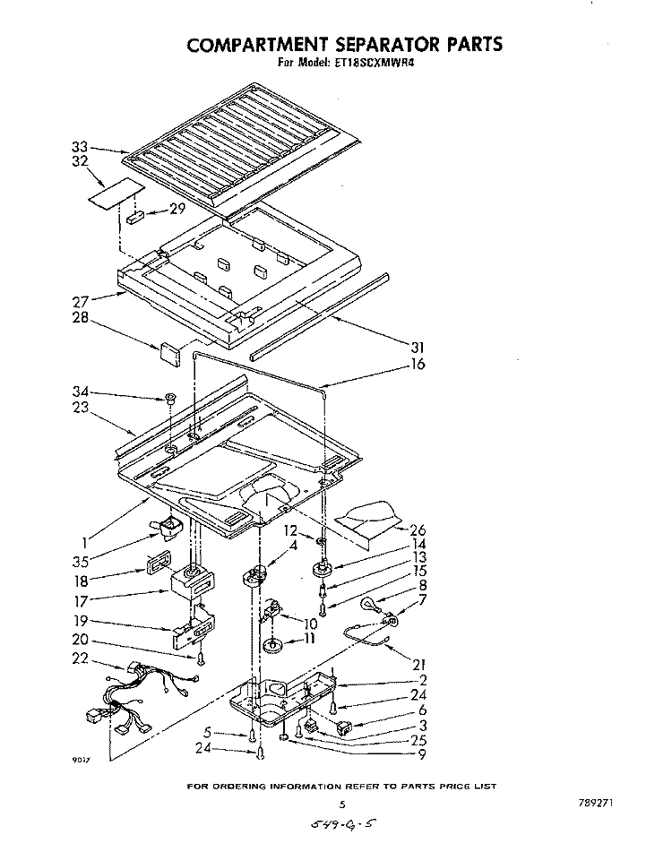 COMPARTMENT SEPARATOR Diagram and Parts List for ET18SCXMWR4  Whirlpool Refrigerator