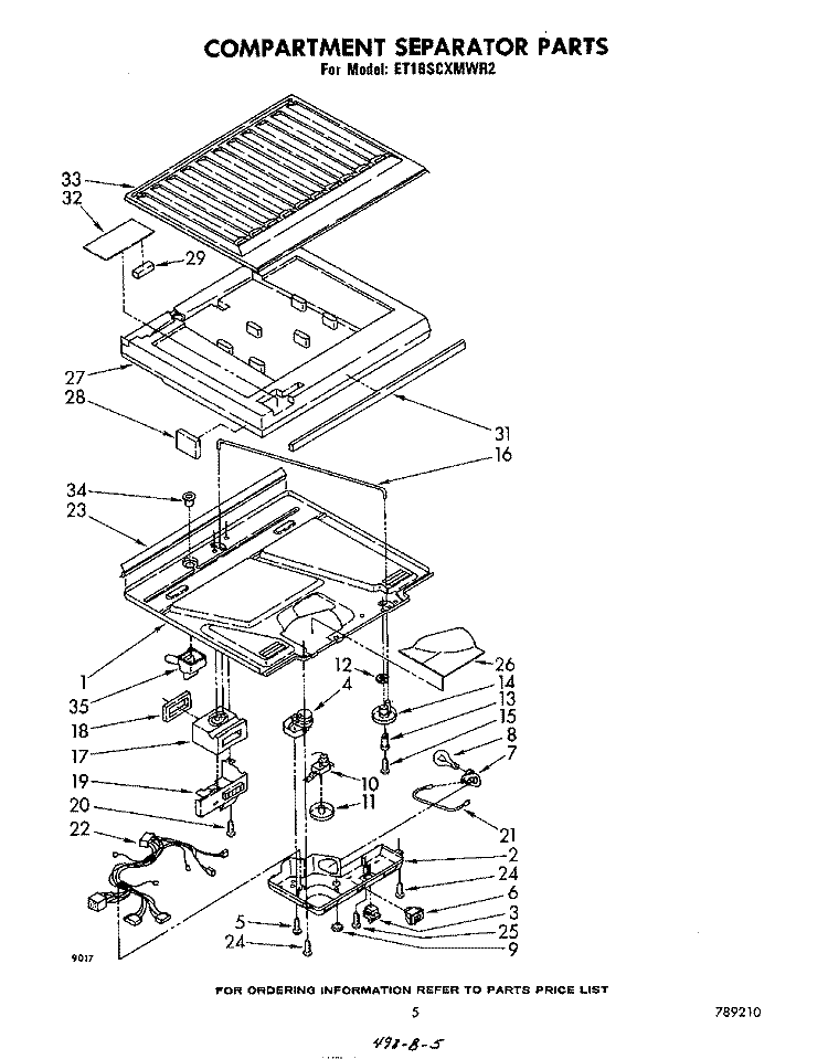 COMPARTMENT SEPARATOR Diagram and Parts List for ET18SCXMWR2  Whirlpool Refrigerator