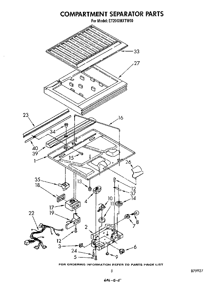 COMPARTMENT SEPARATOR Diagram and Parts List for ET20GMXTW00  Whirlpool Refrigerator