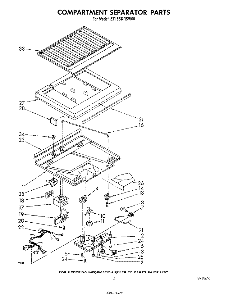 COMPARTMENT SEPARATOR Diagram and Parts List for ET18SKRSW00  Whirlpool Refrigerator