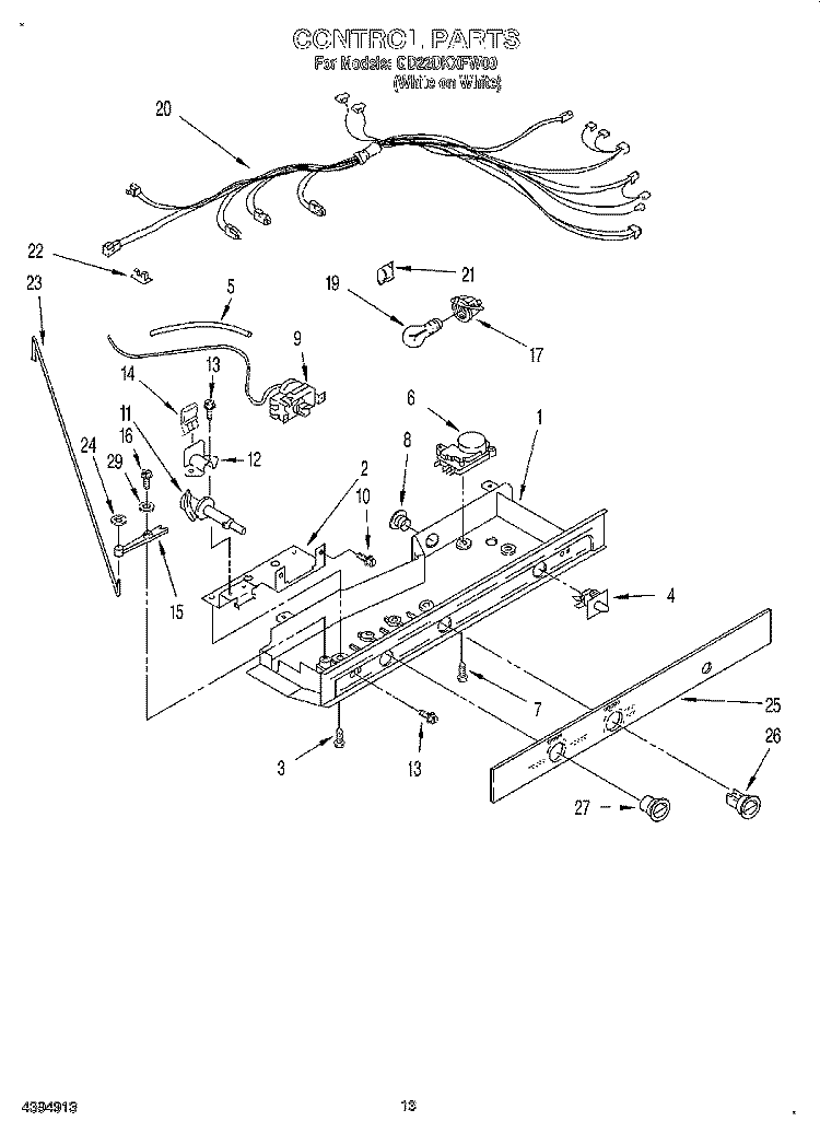 CONTROL, LIT/OPTIONAL Diagram and Parts List for GD22DKXFW00  Whirlpool Refrigerator