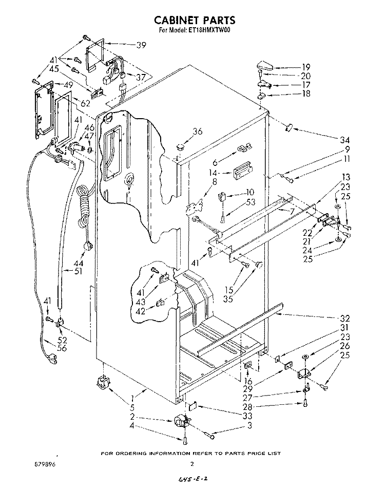 CABINET Diagram and Parts List for ET18HMXTW00  Whirlpool Refrigerator