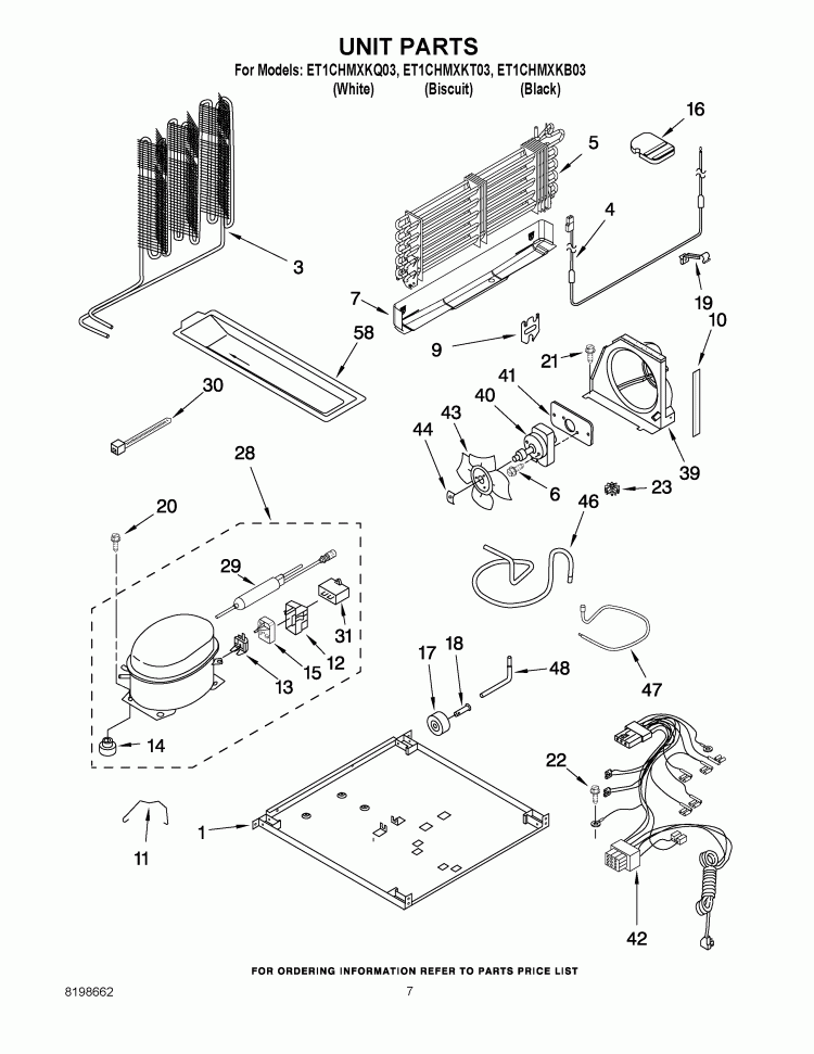 UNIT PARTS Diagram and Parts List for ET1CHMXKT03  Whirlpool Refrigerator
